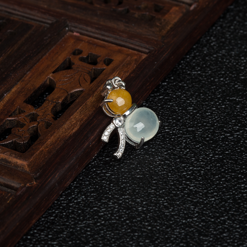 银镶天然缅甸糯冰种翡翠吊坠-红掌柜