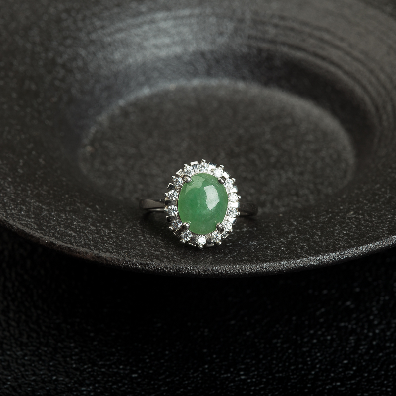 糯种浅绿翡翠戒指-红掌柜