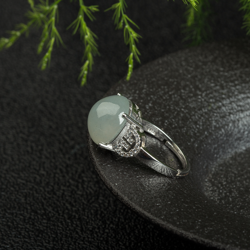 缅甸糯种翡翠戒指-红掌柜