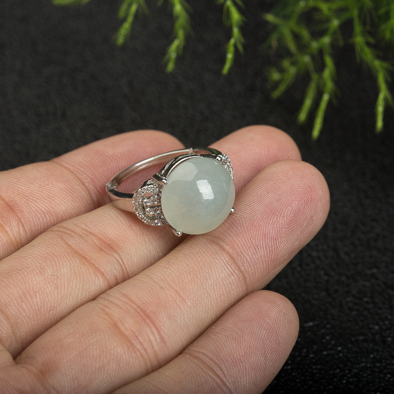 天然缅甸糯种翡翠戒指-红掌柜