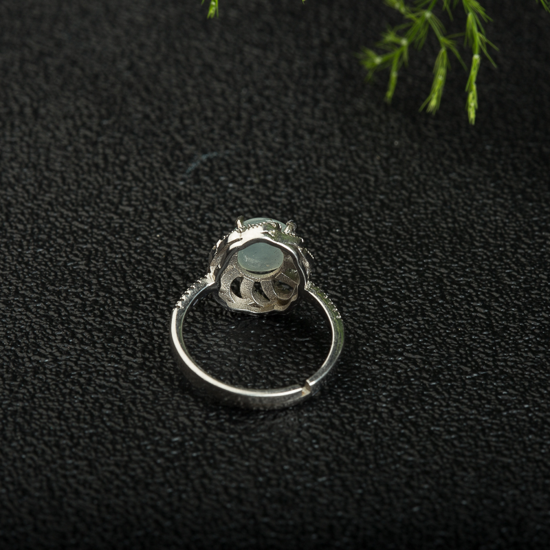 银镶天然缅甸翡翠戒指-红掌柜