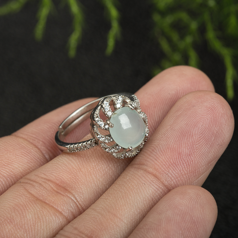 天然缅甸糯冰种翡翠戒指-红掌柜