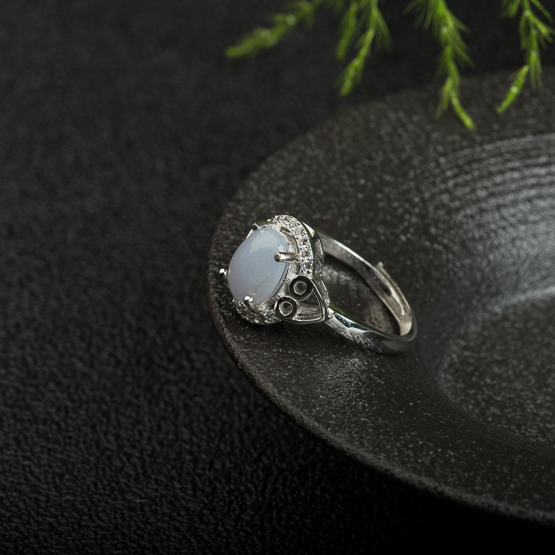 缅甸糯种浅紫色翡翠戒指-红掌柜