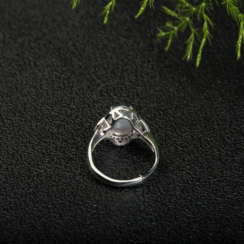 银镶天然缅甸浅紫色翡翠戒指-红掌柜