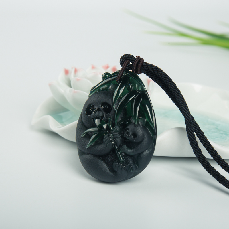 糯冰种蓝水翡翠吊坠-红掌柜