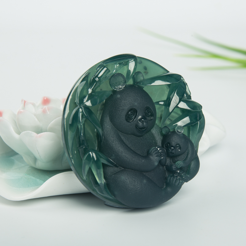 糯冰种蓝水天然翡翠国宝吊坠-红掌柜