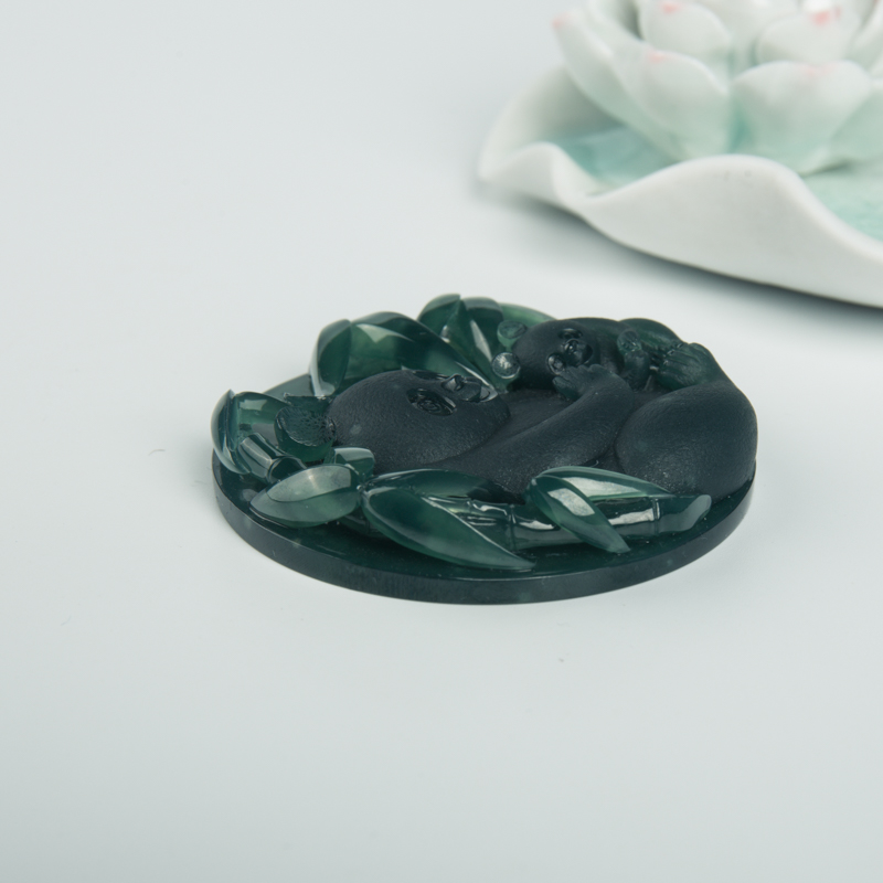 缅甸天然糯冰种蓝水翡翠国宝吊坠-红掌柜