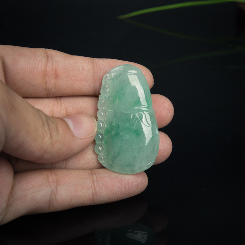 天然糯冰种飘翠翡翠节节高升吊坠-红掌柜