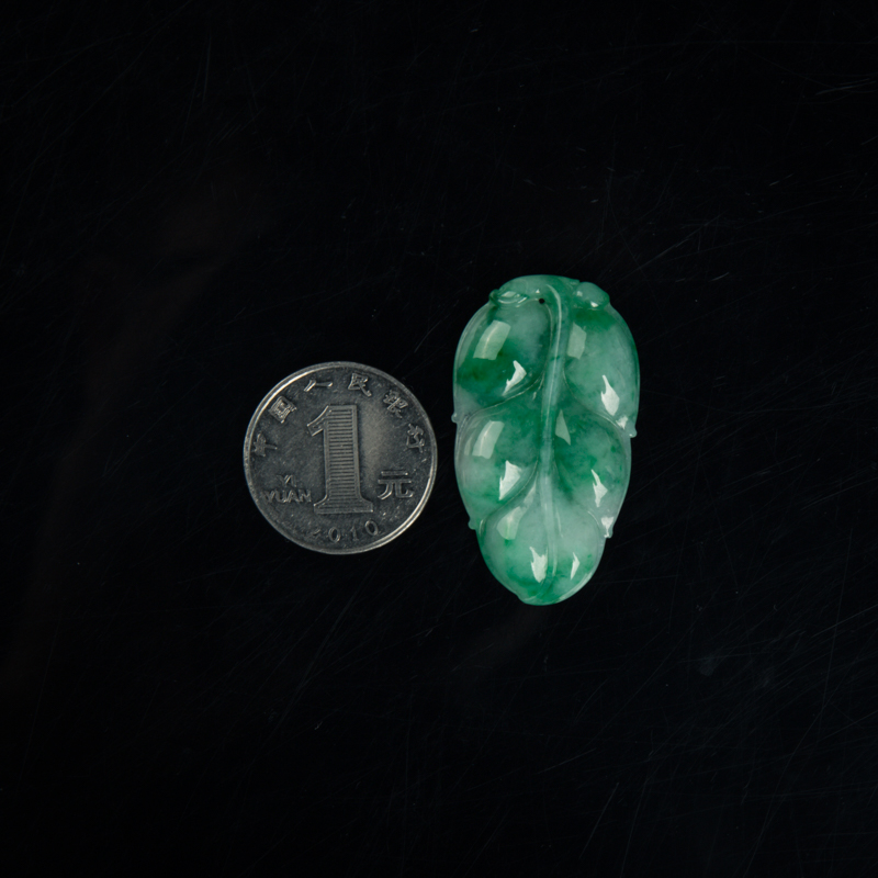 糯种飘翠翡翠金枝玉叶吊坠-红掌柜