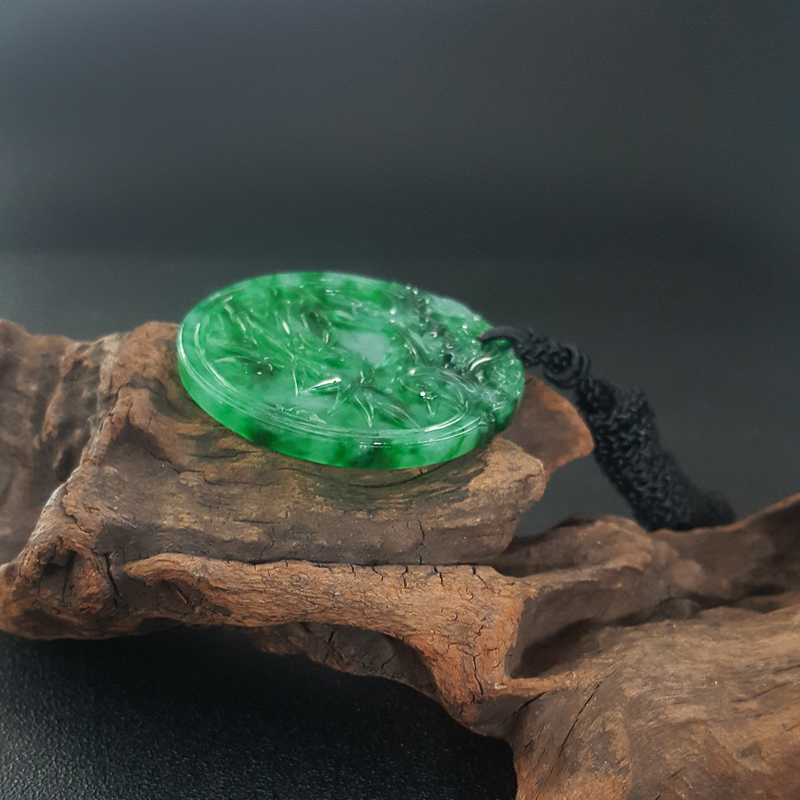 糯冰种翡翠凤穿牡丹吊坠-红掌柜