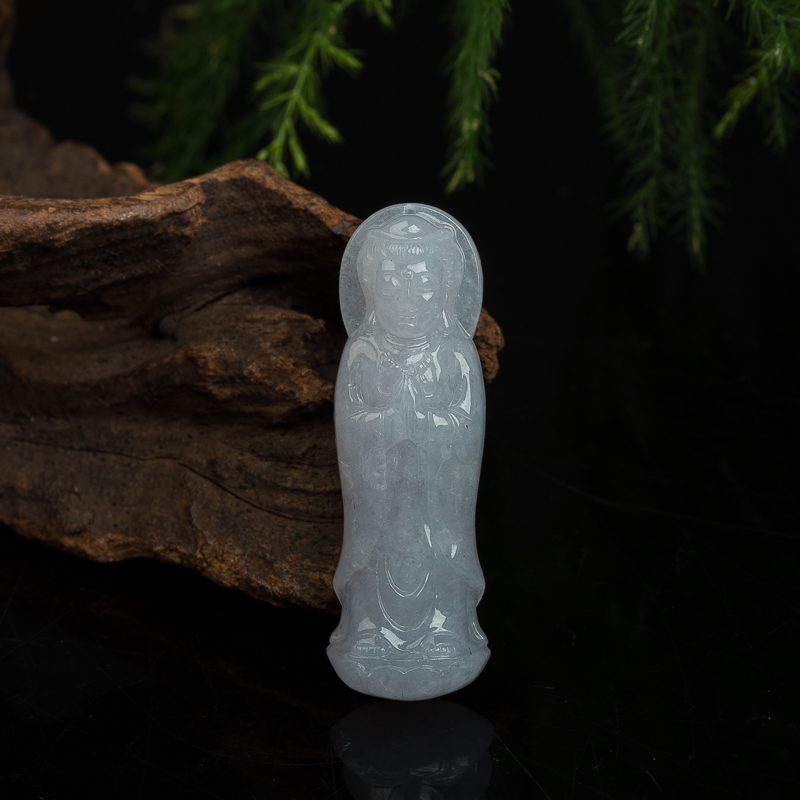 天然翡翠观音吊坠-红掌柜
