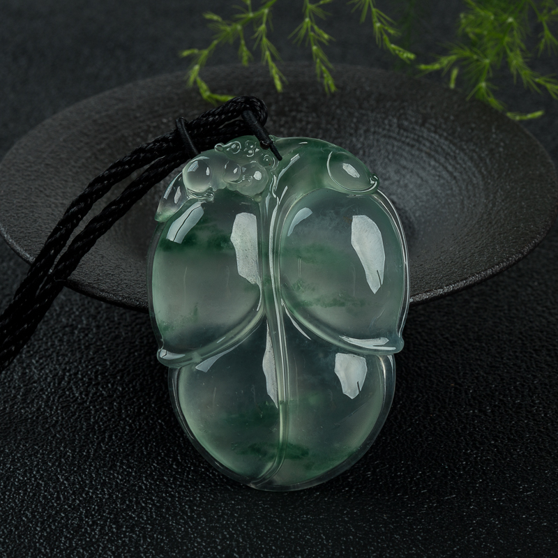 缅甸天然高冰种飘花翡翠金枝玉叶吊坠-红掌柜