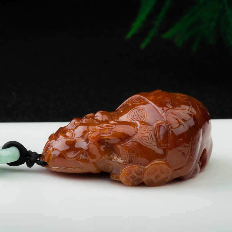 缅甸糯种黄翡童趣手把件-红掌柜