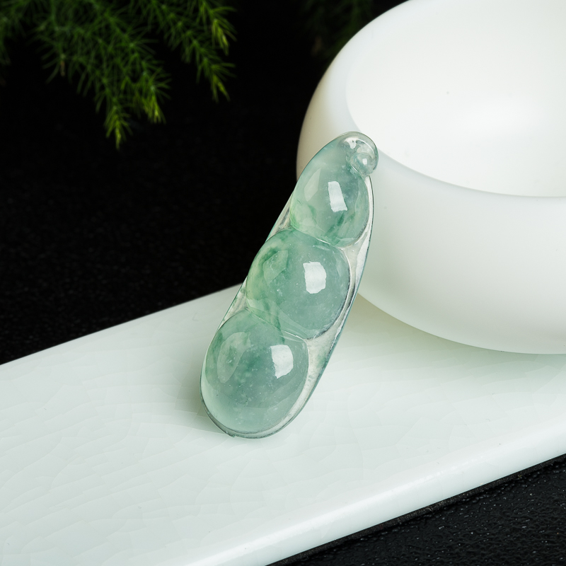 天然缅甸翡翠连中三元吊坠-红掌柜