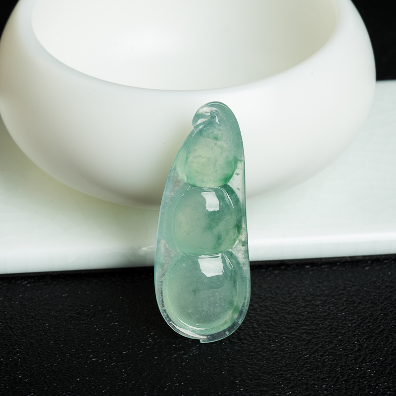 天然缅甸飘花翡翠连中三元吊坠-红掌柜