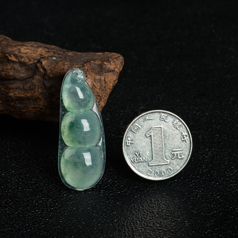 天然缅甸糯冰种飘花翡翠连中三元吊坠-红掌柜