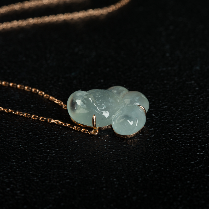 冰种翡翠天鹅项链-红掌柜