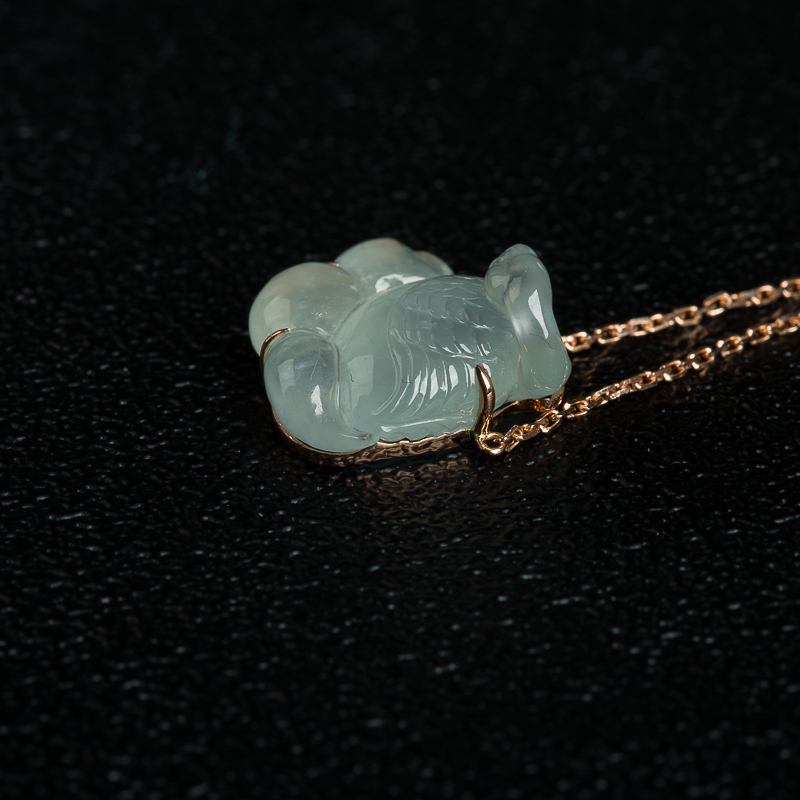 18K翡翠天鹅项链-红掌柜