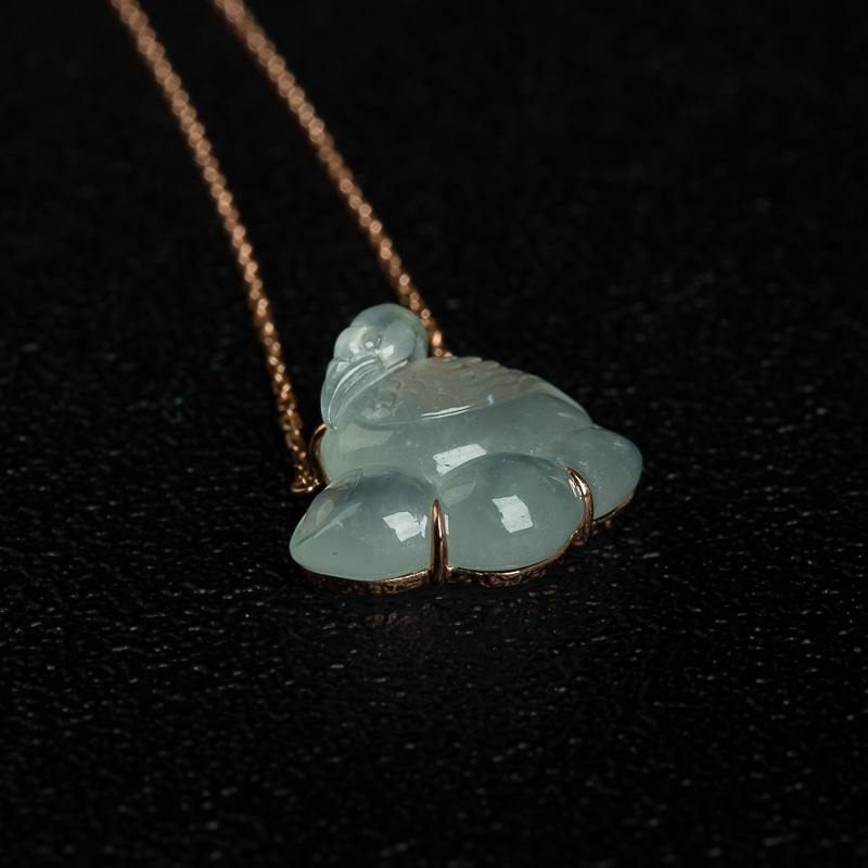 天然翡翠天鹅项链-红掌柜