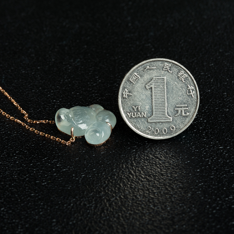 缅甸天然翡翠天鹅项链-红掌柜