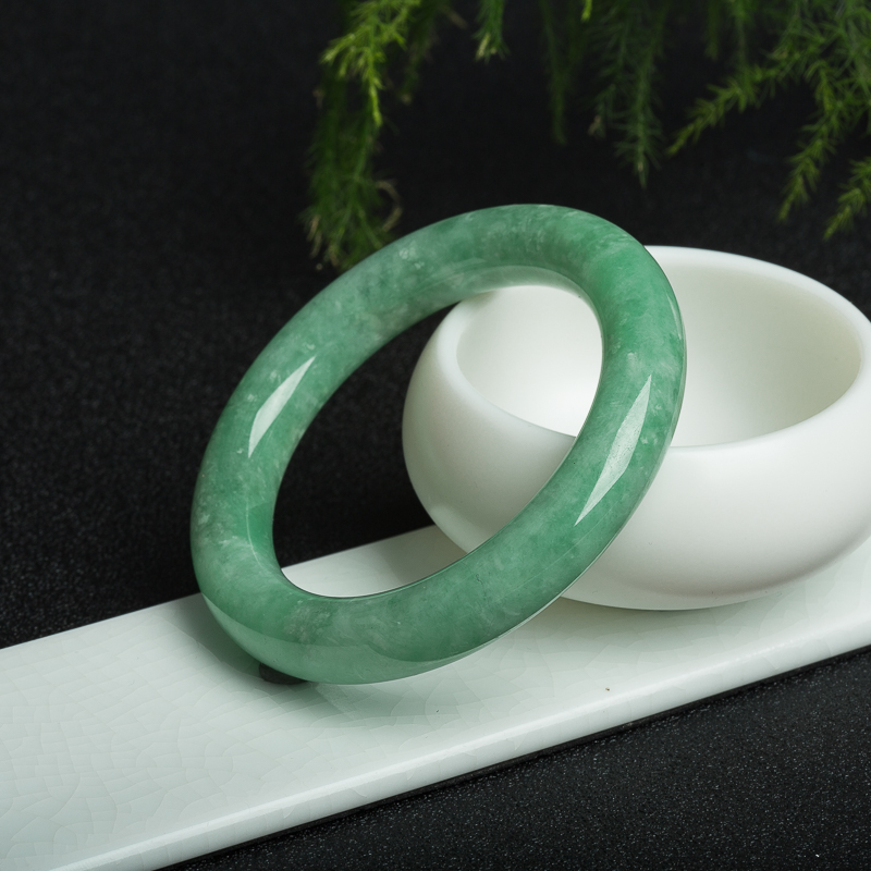 53.5mm天然缅甸翡翠圆镯-红掌柜