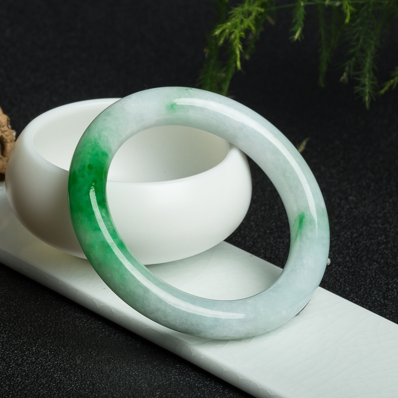 55mm天然缅甸翡翠圆镯-红掌柜