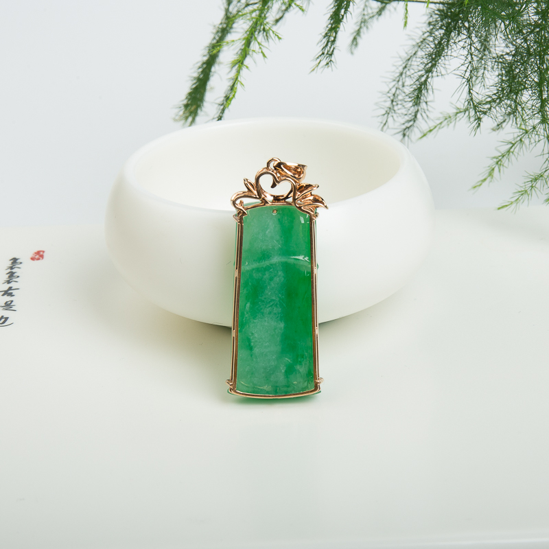 18K糯种翡翠节节高升吊坠-红掌柜