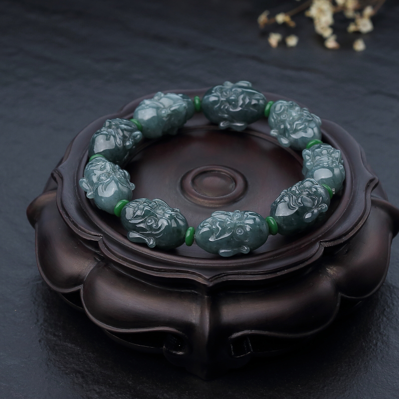 翡翠罗汉头单圈手串-红掌柜