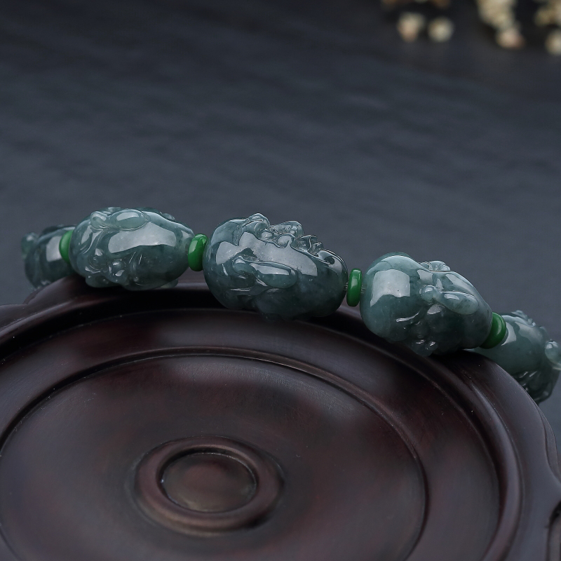 翡翠罗汉头手串-红掌柜