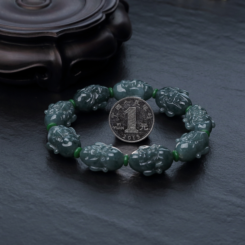天然翡翠罗汉头手串-红掌柜