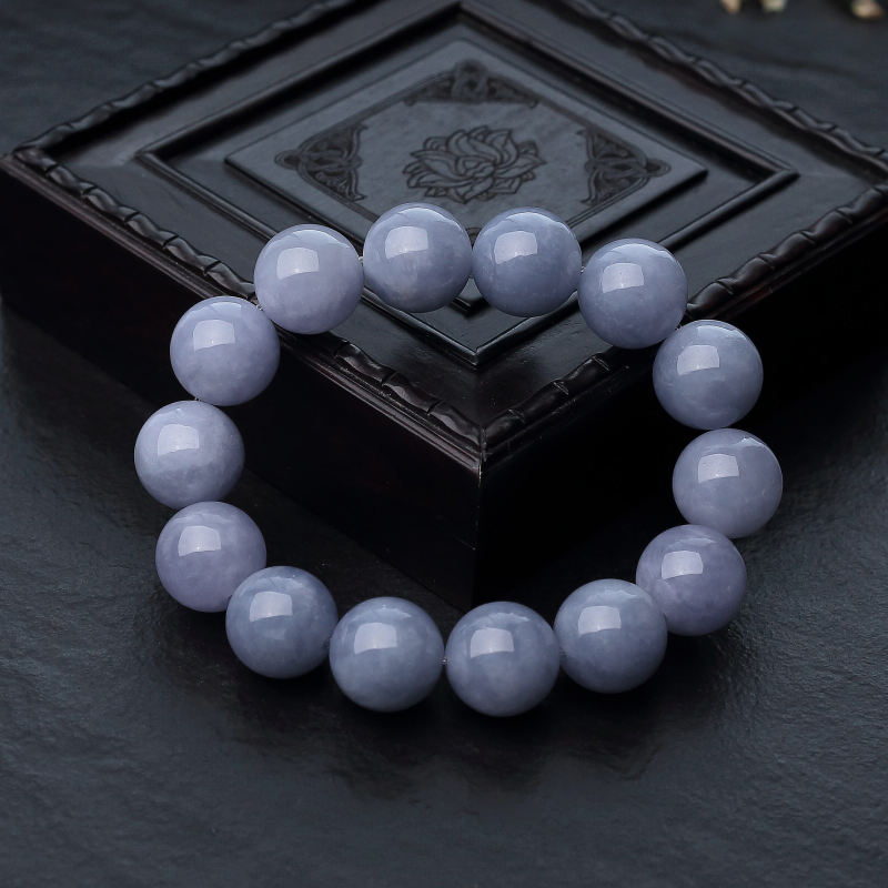 15.5mm糯种紫罗兰翡翠单圈手串-红掌柜