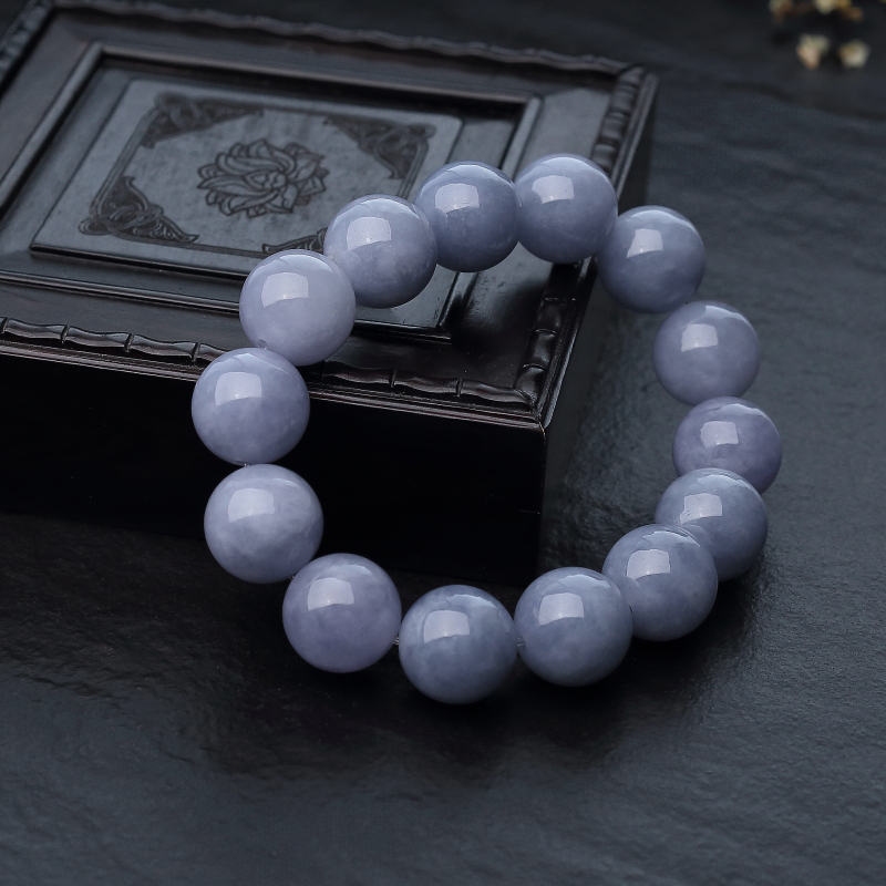 糯种紫罗兰翡翠单圈手串-红掌柜