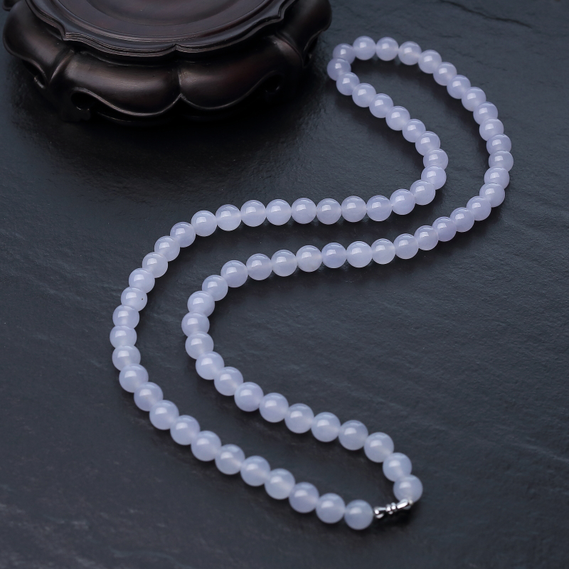 糯冰种淡紫色翡翠项链-红掌柜