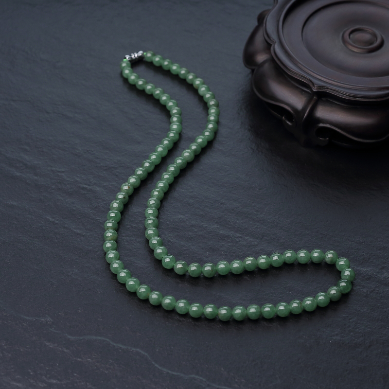 6.5mm糯种深绿翡翠项链-红掌柜