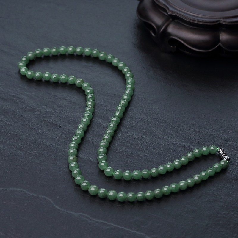 糯种深绿翡翠项链-红掌柜
