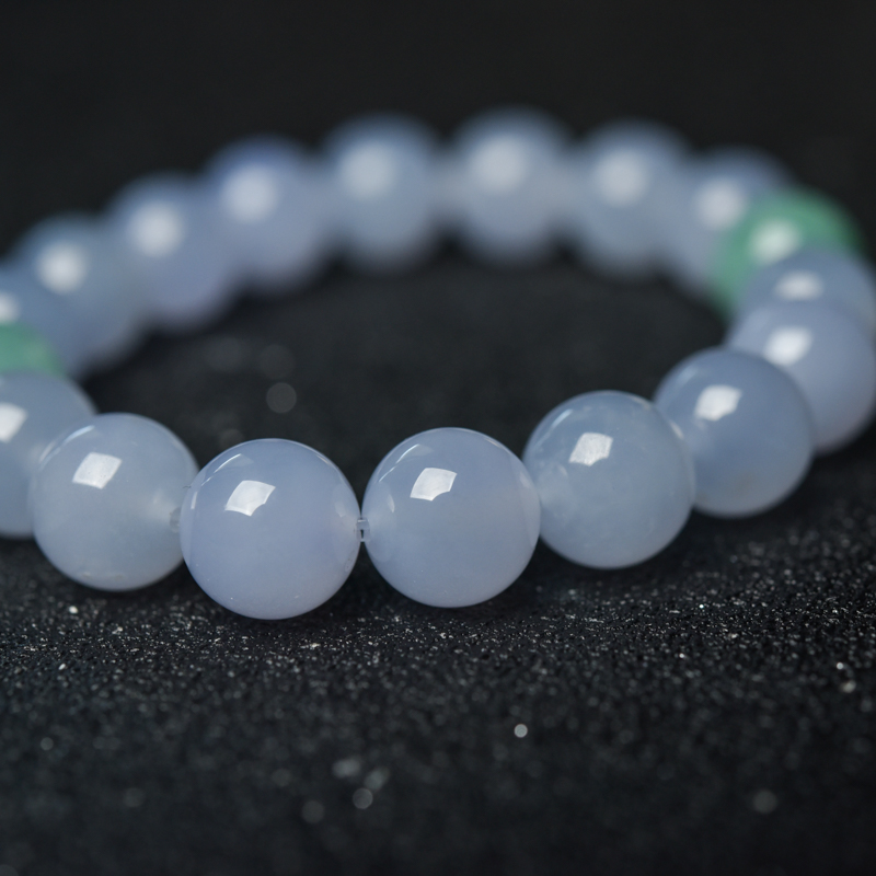 糯冰种浅紫色翡翠手串-红掌柜