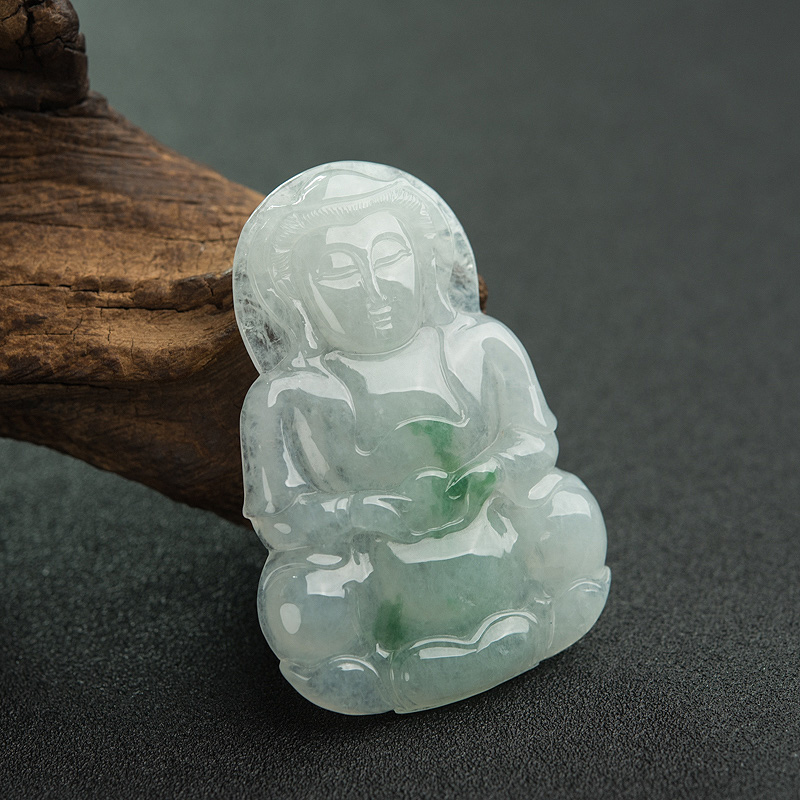 飘翠翡翠观音吊坠-红掌柜