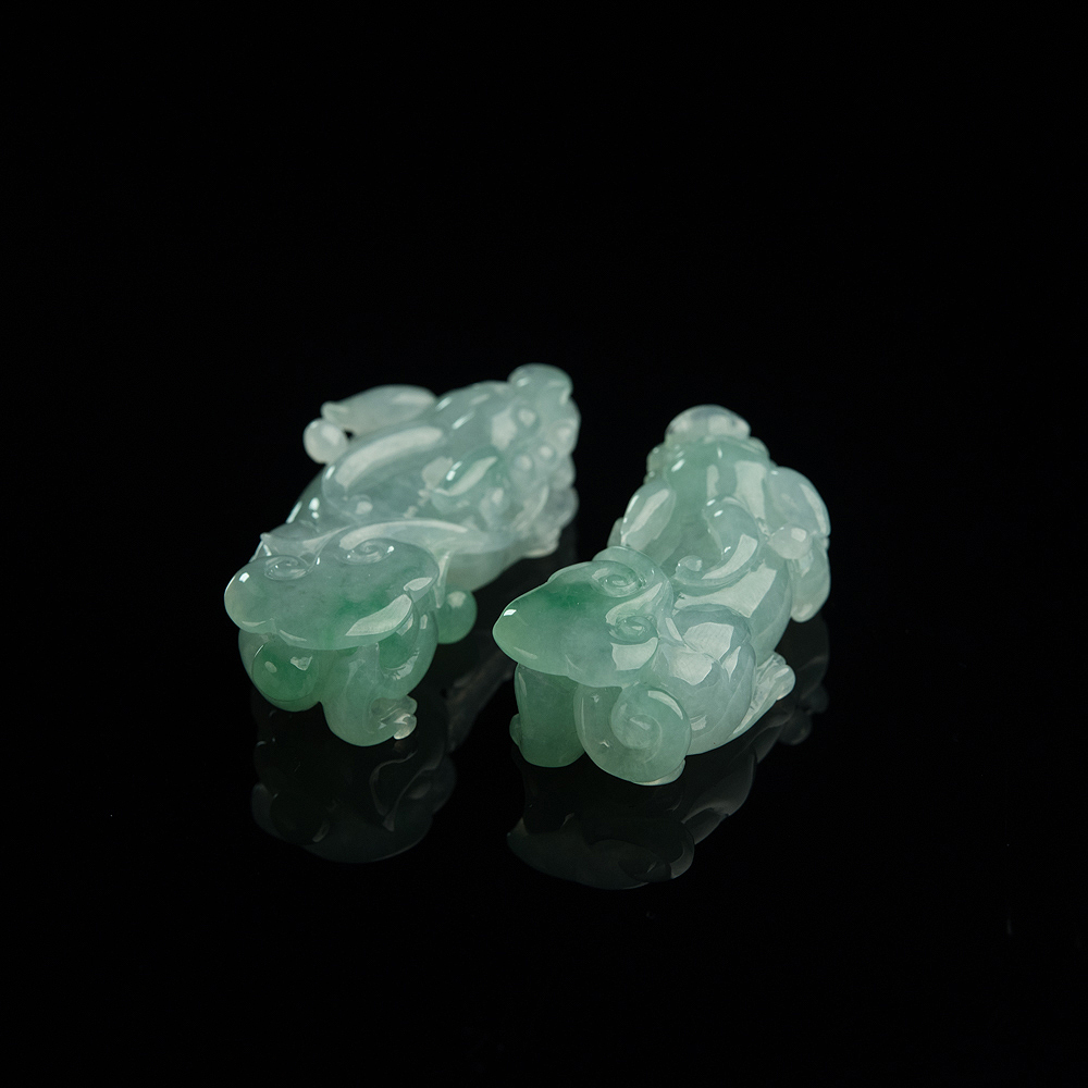 糯种翡翠貔貅吊坠（两件）-红掌柜