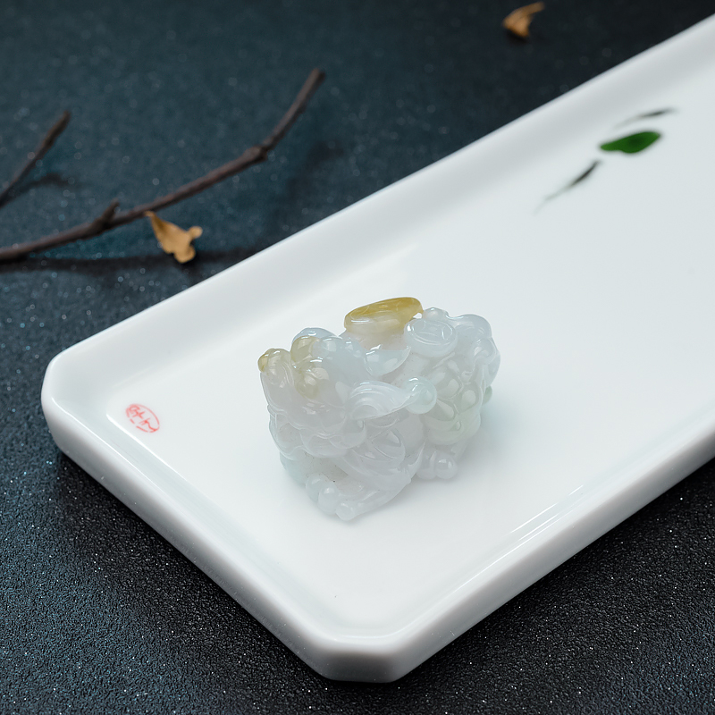 缅甸天然糯种俏色翡翠貔貅吊坠-红掌柜