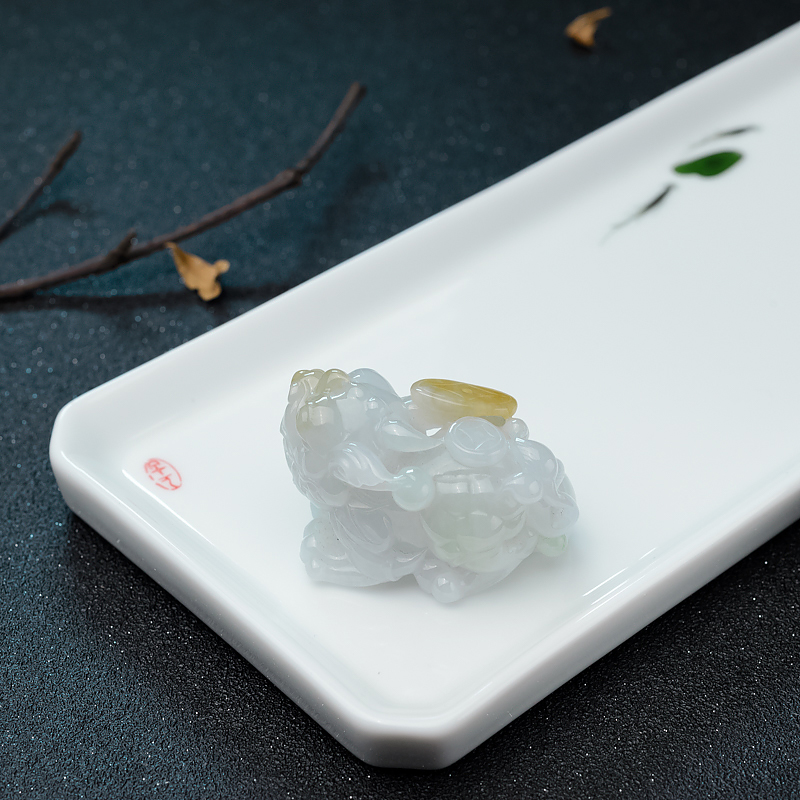 缅甸天然糯种翡翠貔貅吊坠-红掌柜