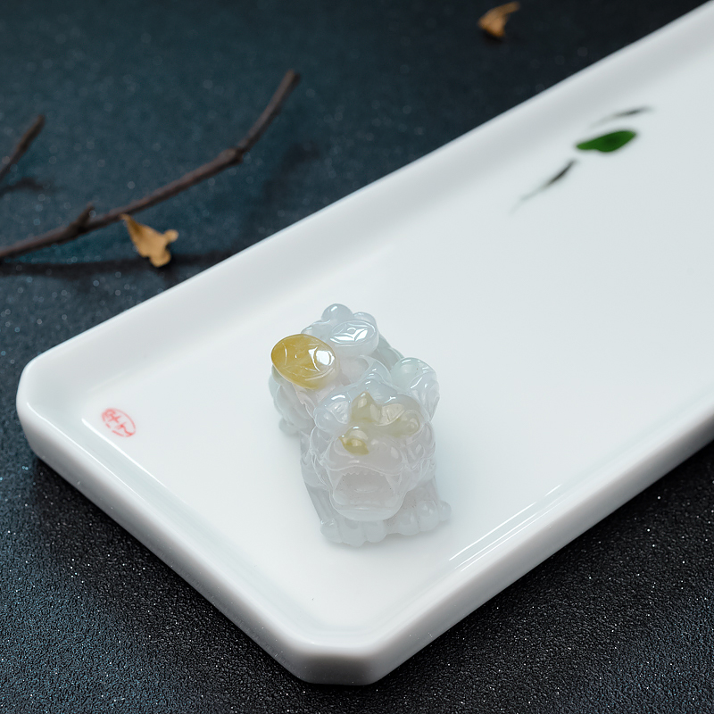 缅甸天然糯种俏色翡翠吊坠-红掌柜