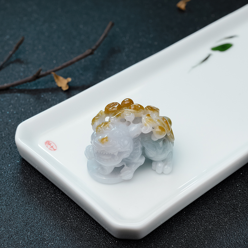 缅甸天然糯种俏色翡翠貔貅吊坠-红掌柜