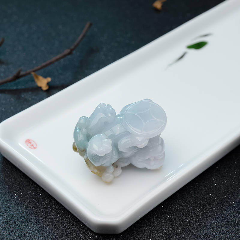 缅甸天然俏色翡翠貔貅吊坠-红掌柜