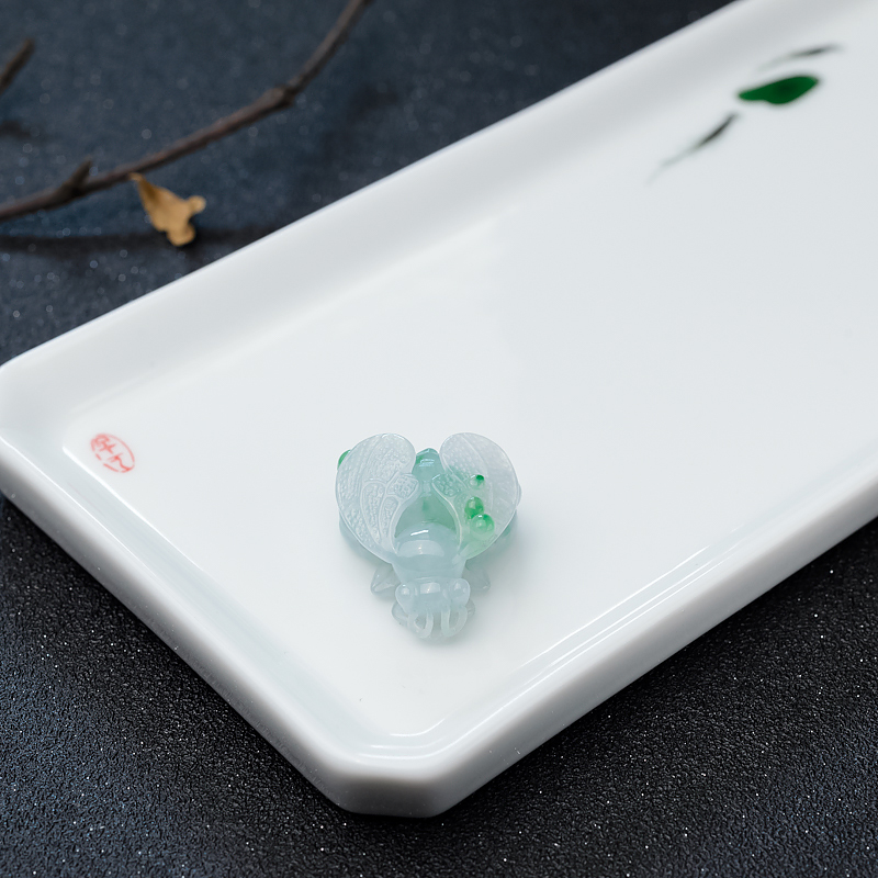 缅甸天然糯种飘翠翡翠吊坠-红掌柜