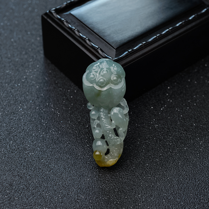 缅甸天然糯冰种俏色翡翠连生贵子吊坠-红掌柜