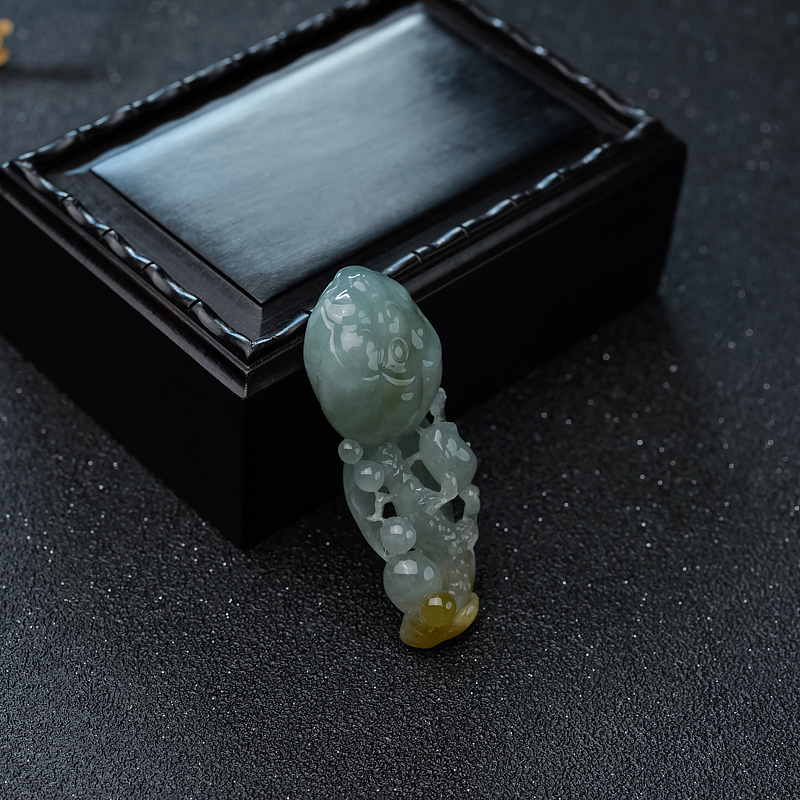 缅甸糯冰种俏色翡翠连生贵子吊坠-红掌柜