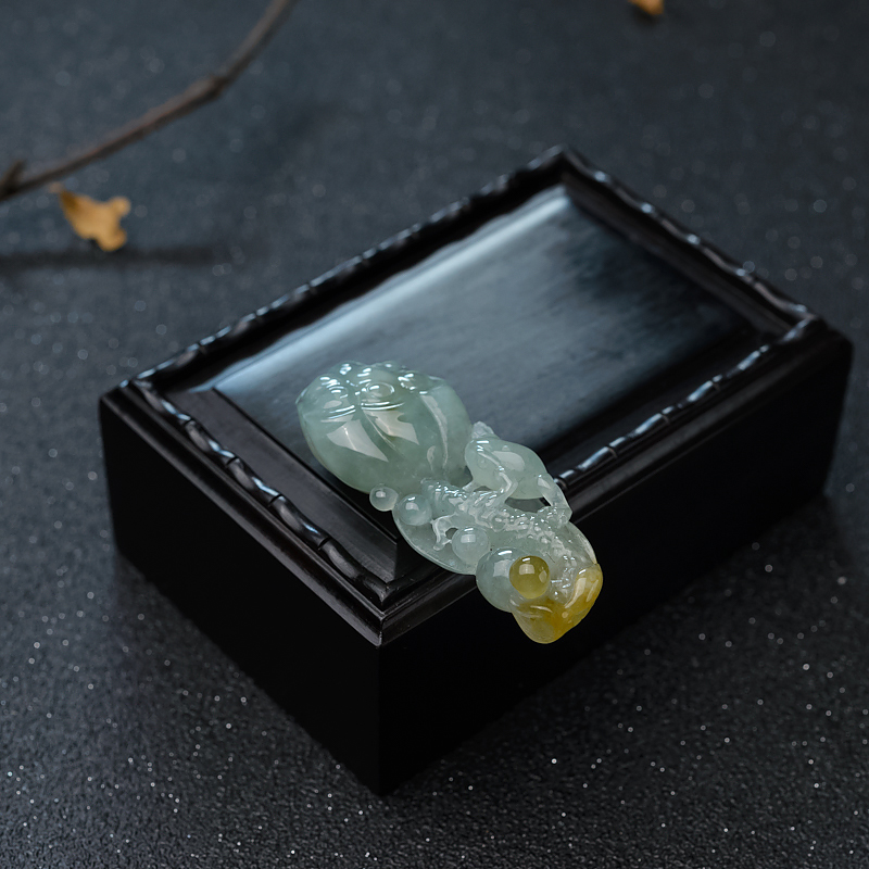 缅甸天然糯冰种翡翠连生贵子吊坠-红掌柜