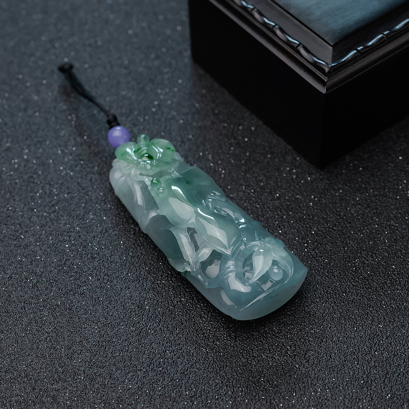 缅甸天然糯冰种翡翠竹节吊坠-红掌柜