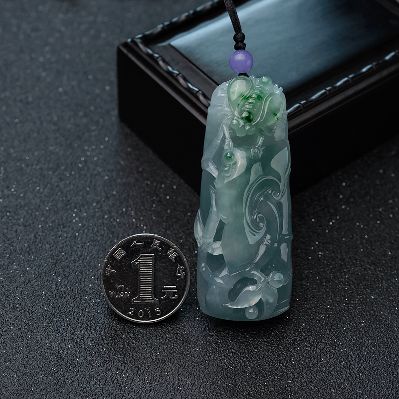 糯冰种翡翠竹节吊坠-红掌柜