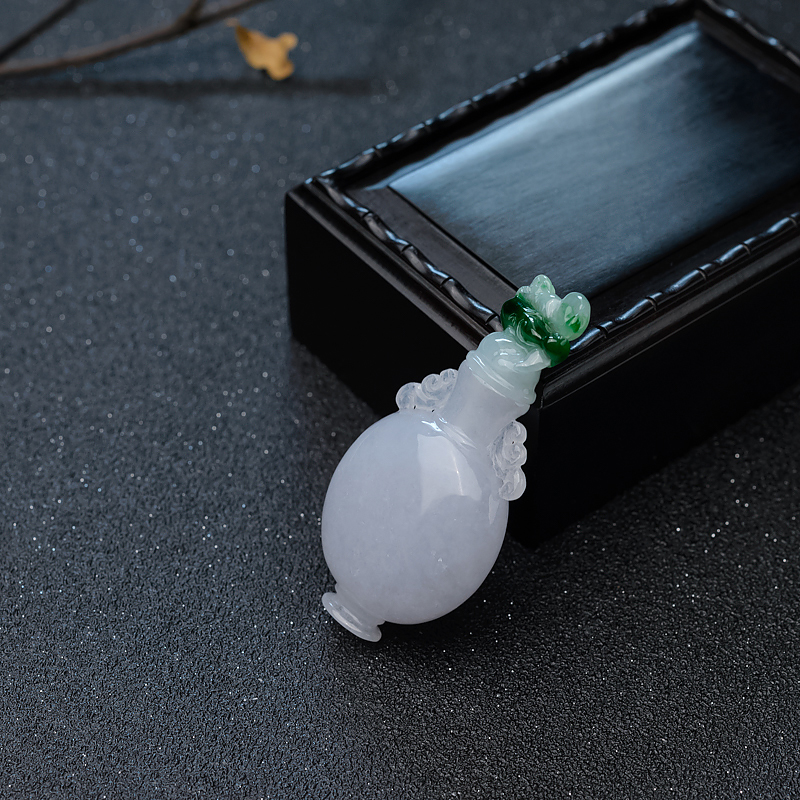 天然糯种飘翠翡翠拼接宝瓶摆件-红掌柜